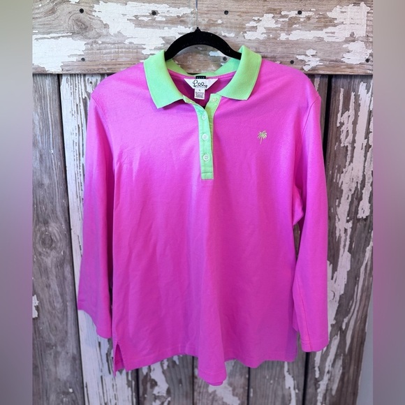 Lilly Pulitzer Pink and Green Polo Shirt & Short Set Vintage XL & Size 10 - Picture 9 of 16